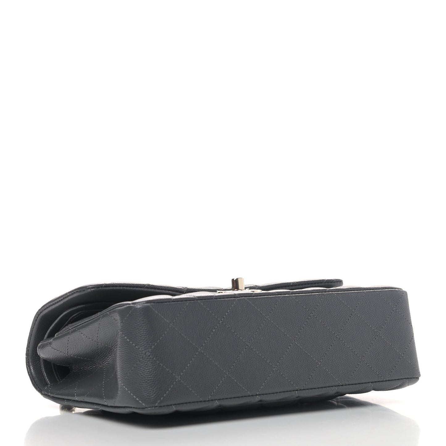 Caviar Quilted Small Double Flap Dark Grey