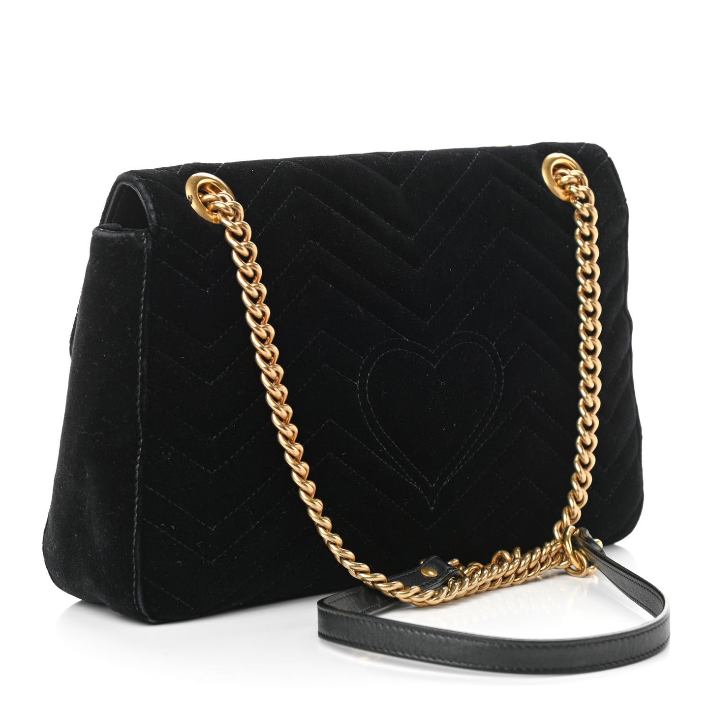 Velvet Matelasse Medium GG Marmont Shoulder Bag Black