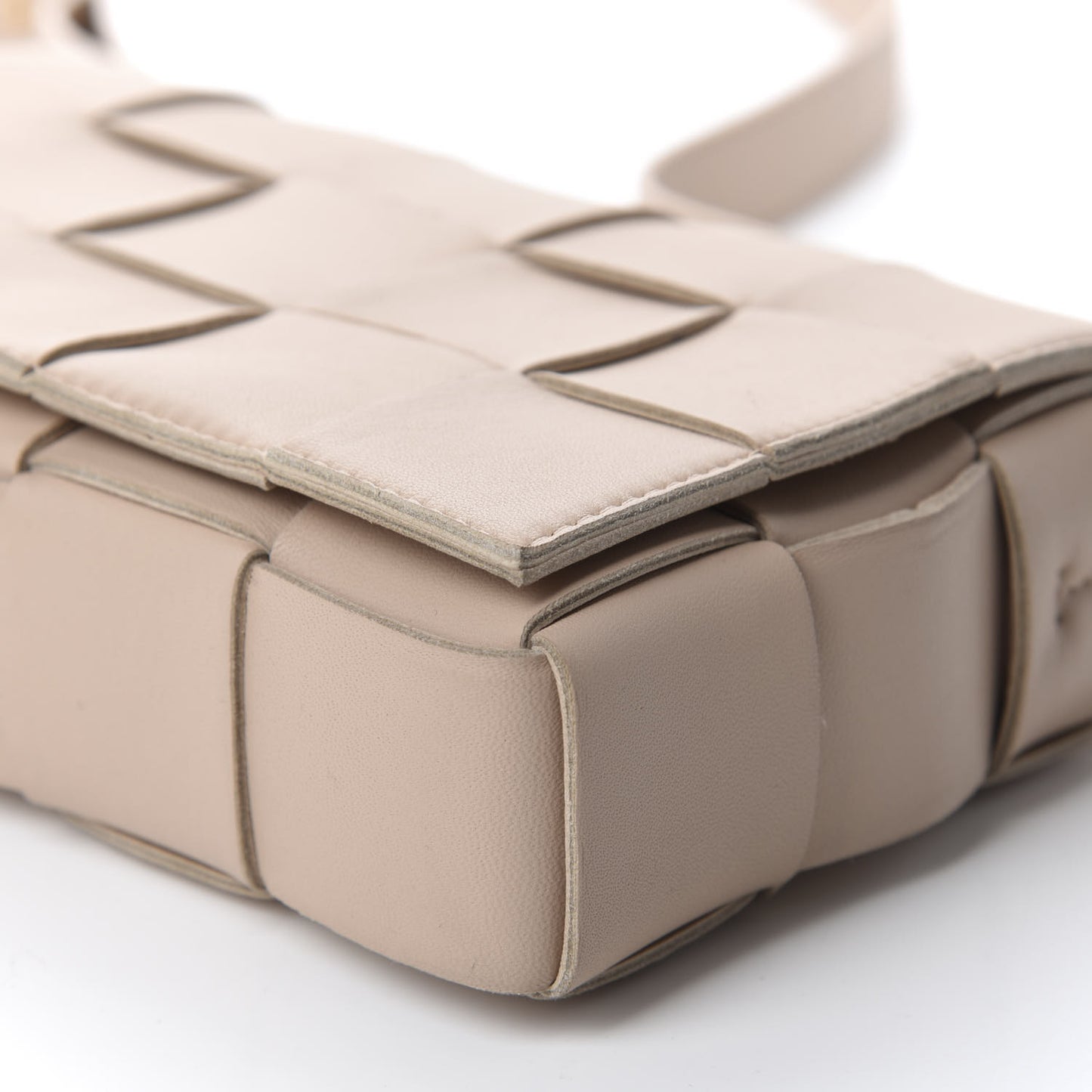 Lambskin Maxi Intrecciato Cassette Crossbody Bag Almond
