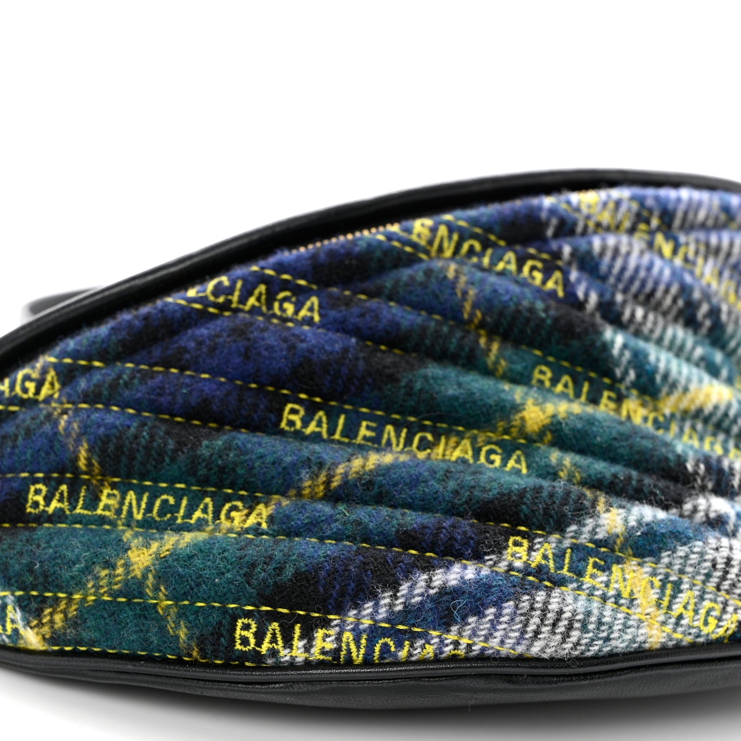 Wool Plaid Diagonal Allover Logo Matelasse XS Souvenir Belt Bag Green Blue Yellow