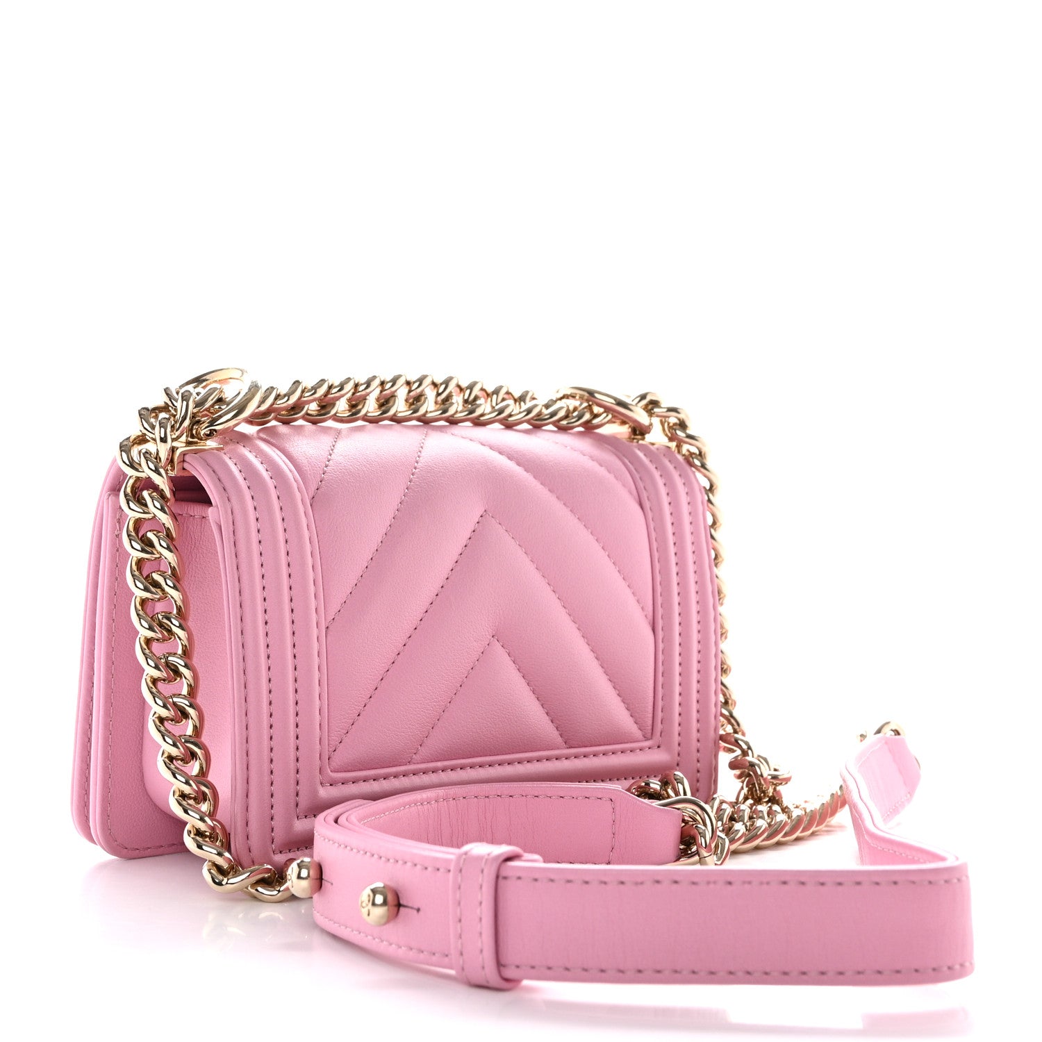 Chanel Calfskin Chevron Quilted Mini Boy Flap Pink 3 of 10
