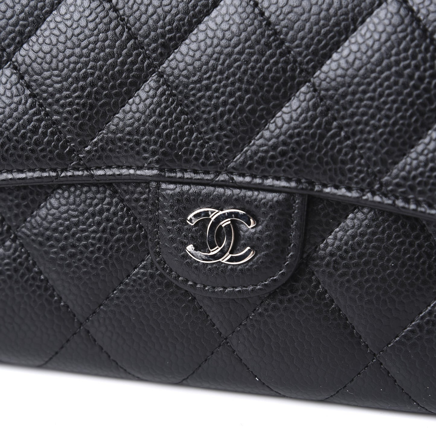 Caviar Quilted Large Flap Wallet Black