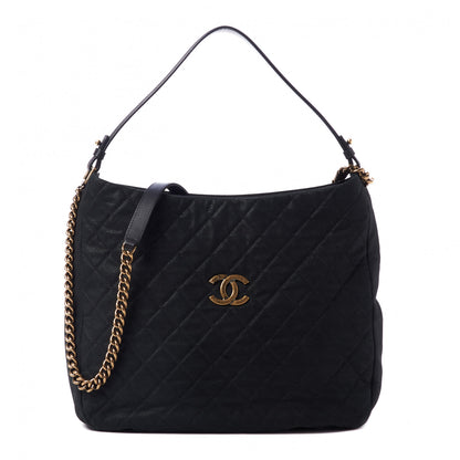 Chanel Iridescent Caviar Quilted Country Chic Hobo Black 1 of 10