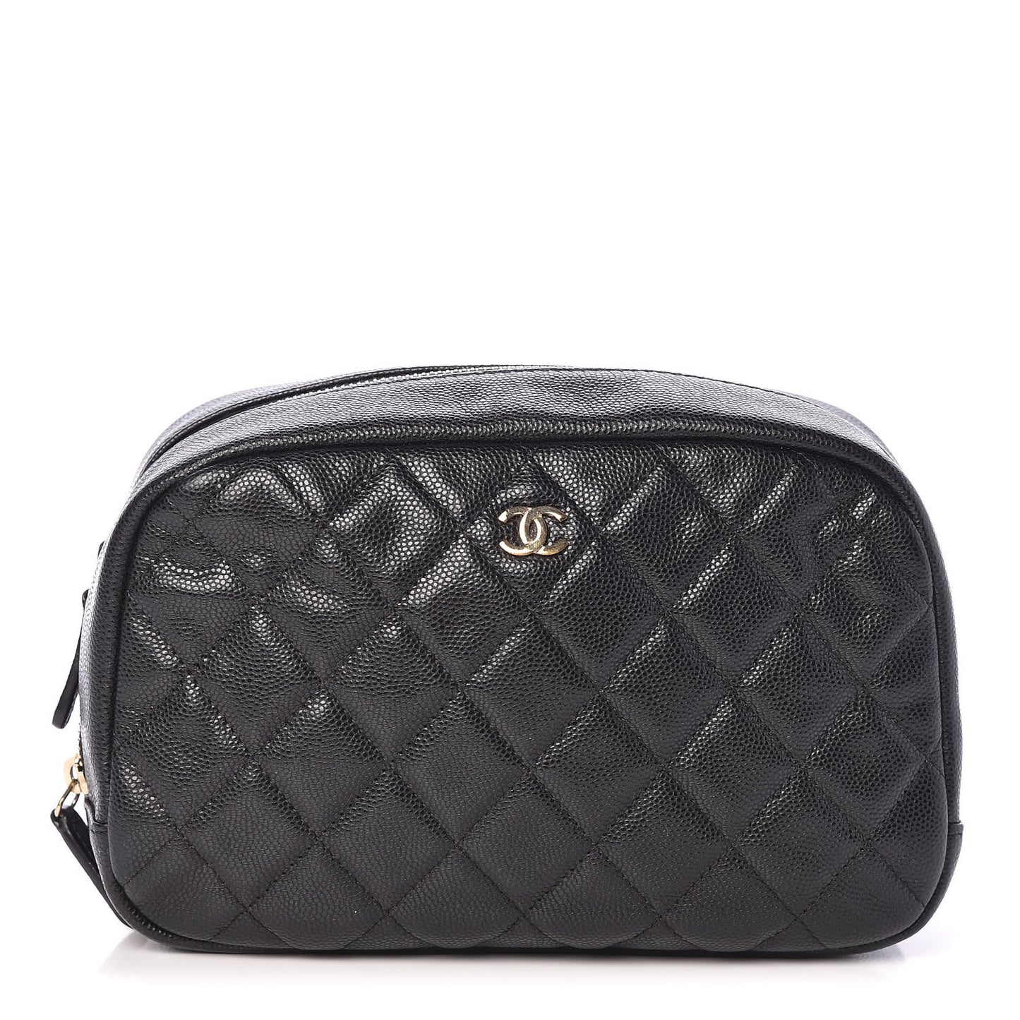 Caviar Quilted Curvy Pouch Cosmetic Case Black