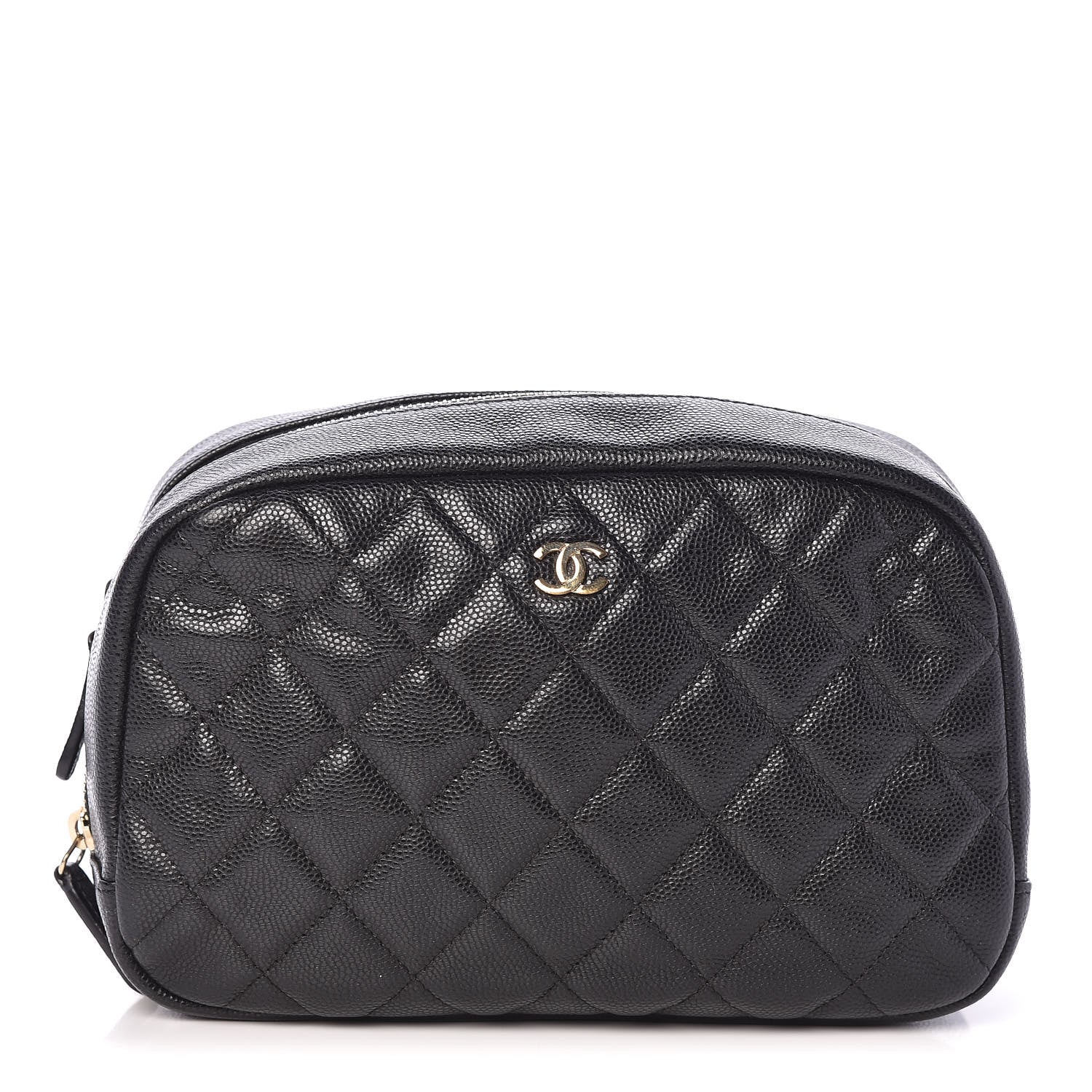 Chanel Caviar Quilted Curvy Pouch Cosmetic Case Black 1 of 9