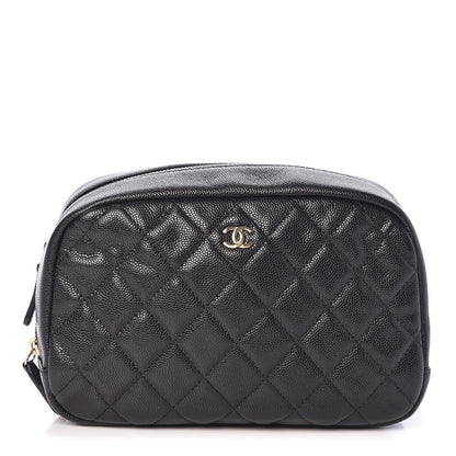 Chanel Caviar Quilted Curvy Pouch Cosmetic Case Black 1 of 9