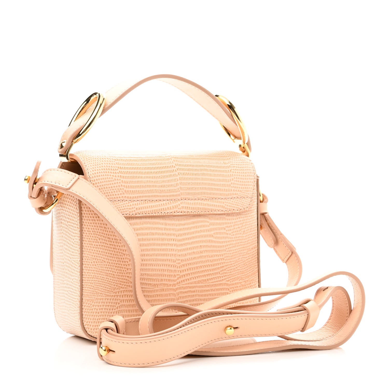 Chloe Calfskin Lizard Embossed Mini C Double Carry Biscotti Beige 2 of 8
