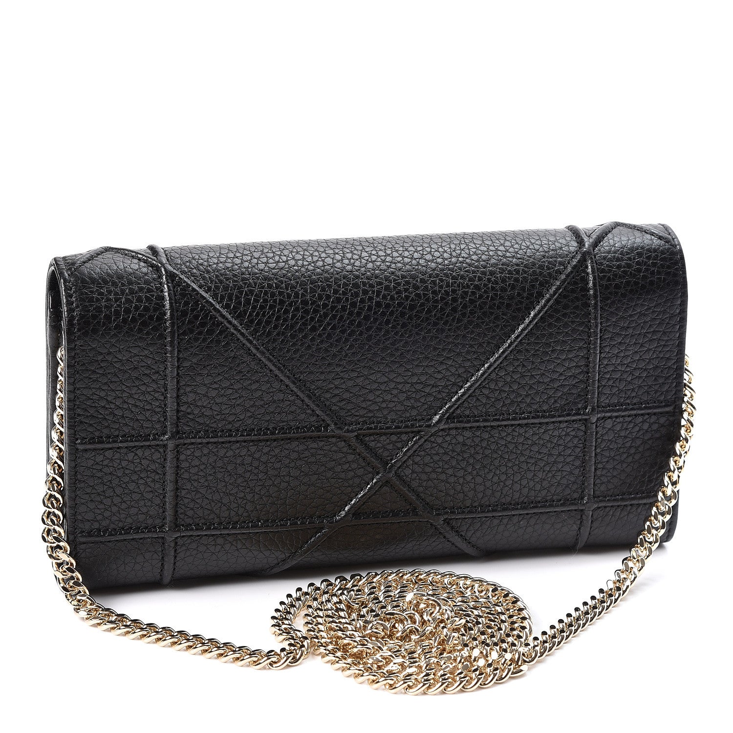 Christian Dior Grained Calfskin Diorama Croisiere Chain Wallet Black 2 of 9