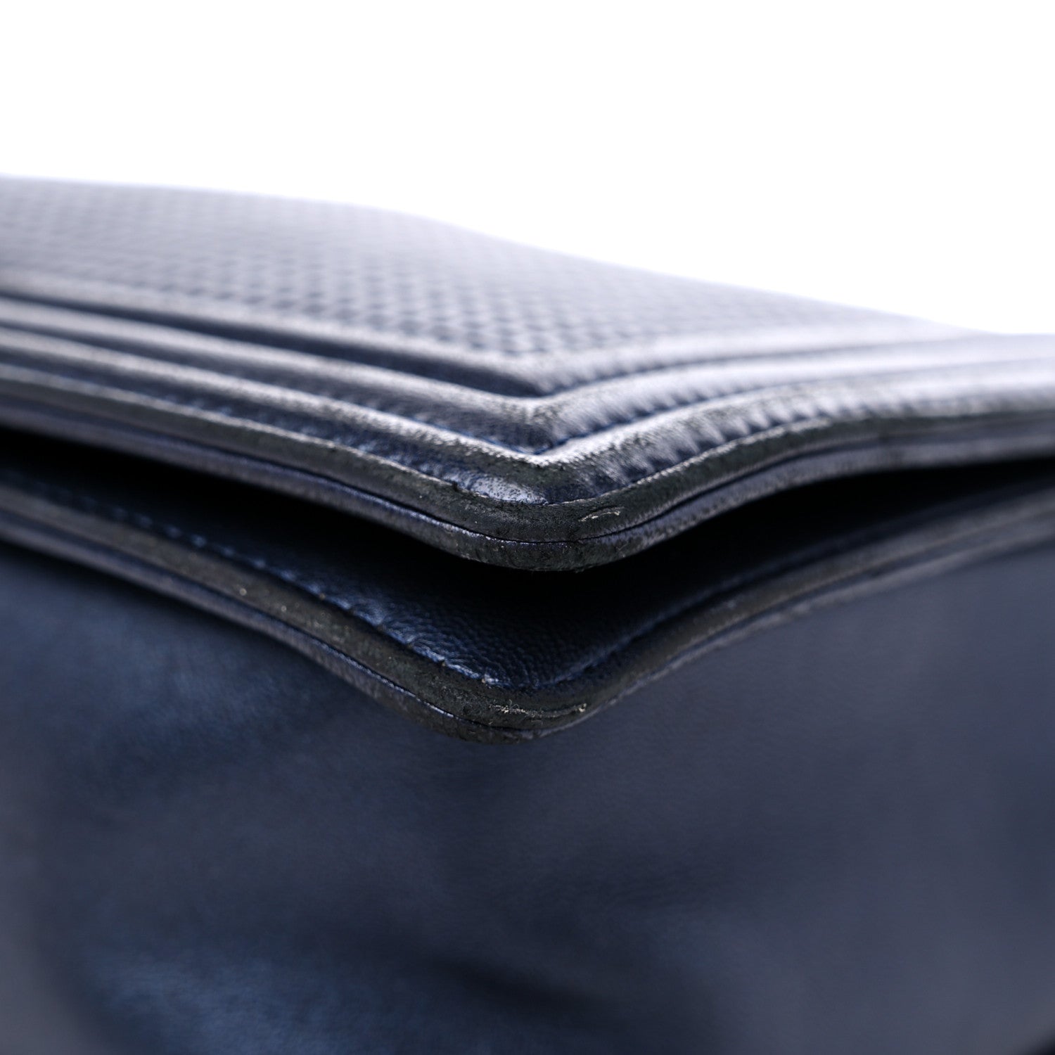 Chanel Lambskin Embossed New Medium Boy Cube Flap Navy 9 of 16