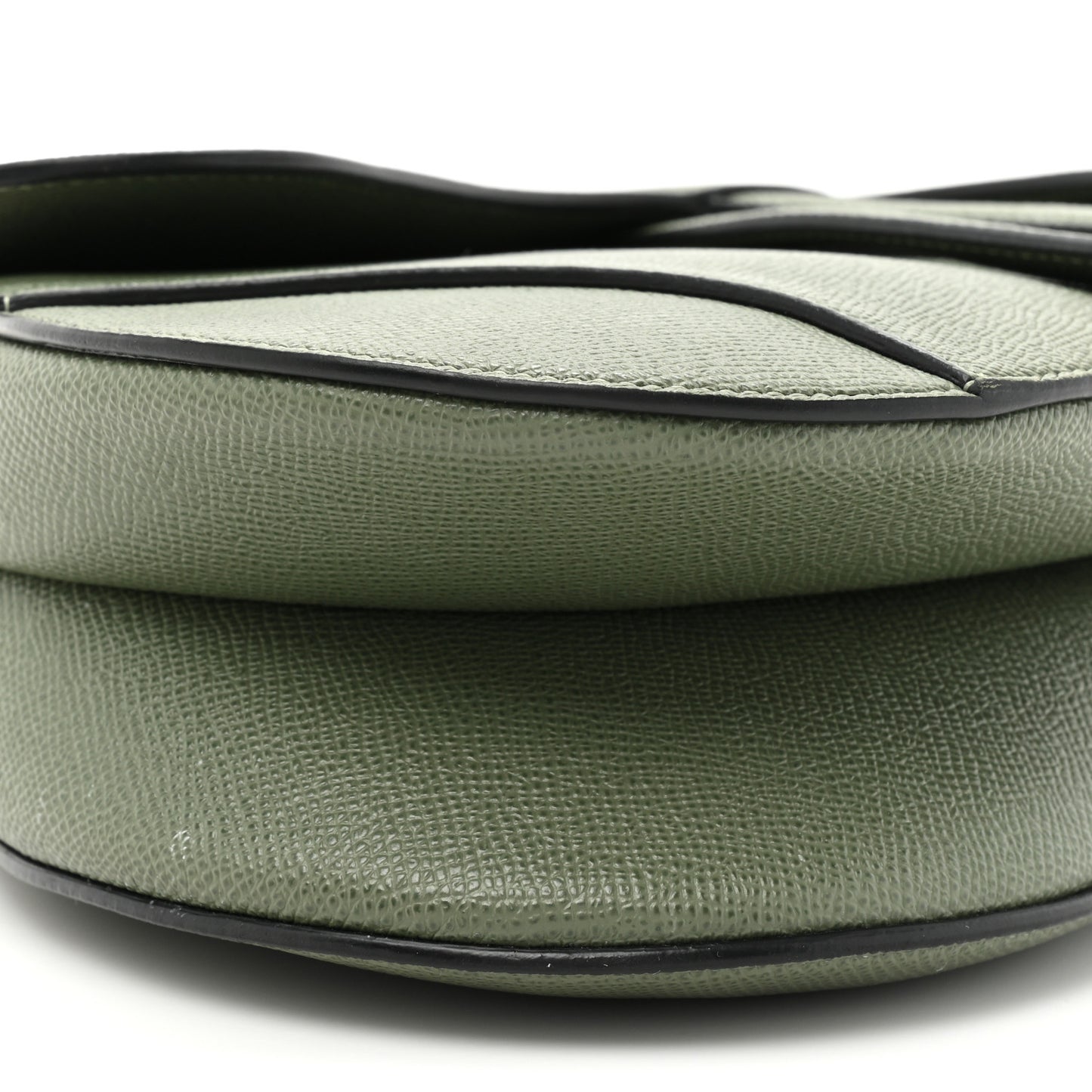 Grained Calfskin Saddle Bag With Strap Sage