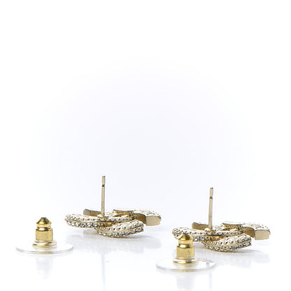 Chanel Crystal Timeless CC Earrings Light Gold 3 of 5