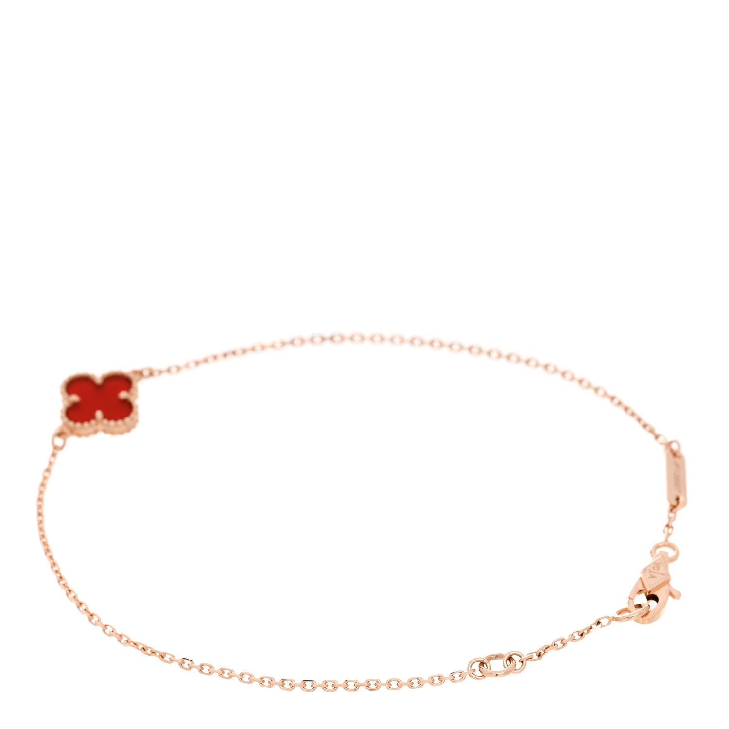 Van Cleef & Arpels 18K Rose Gold Carnelian Sweet Alhambra Bracelet 2 of 5