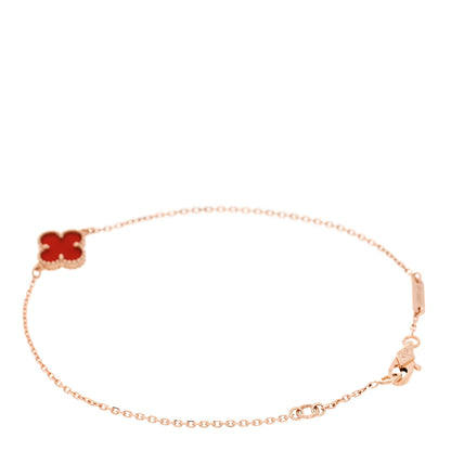 Van Cleef & Arpels 18K Rose Gold Carnelian Sweet Alhambra Bracelet 2 of 5