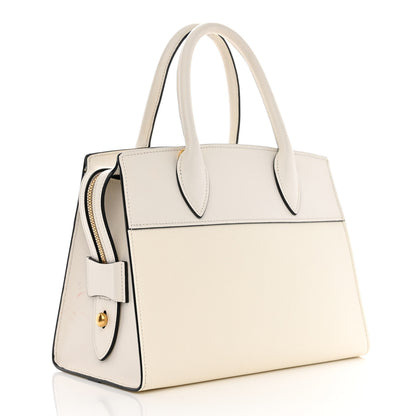 Prada Saffiano City Calfskin Bibliothèque Top Handle White 3 of 13