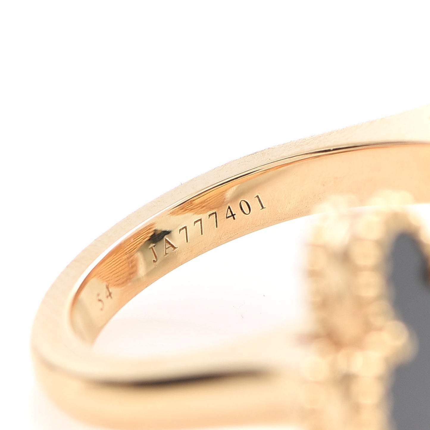 18K Yellow Gold Grey Mother of Pearl Black Onyx Magic Alhambra Between the Finger Ring 54 6.75