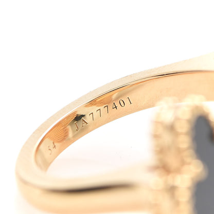 Van Cleef & Arpels 18K Yellow Gold Grey Mother of Pearl Black Onyx Magic Alhambra Between the Finger Ring 54 6.75 5 of 6