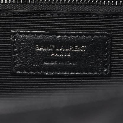 Saint Laurent Grain De Poudre Textured Mixed Matelasse Large Triquilt Monogram Monochrome Satchel Black 6 of 10
