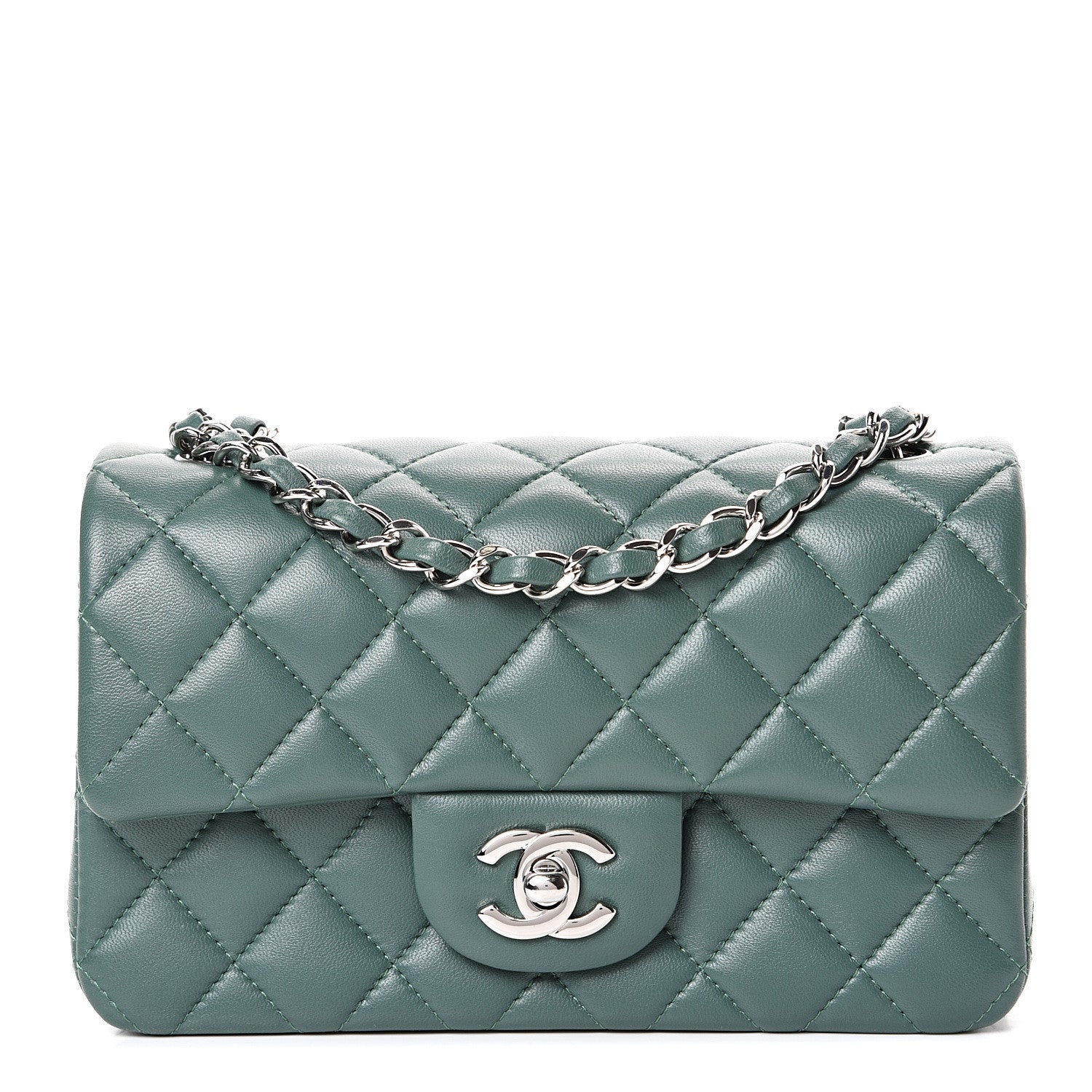 Chanel Lambskin Quilted Mini Rectangular Flap Green 1 of 11