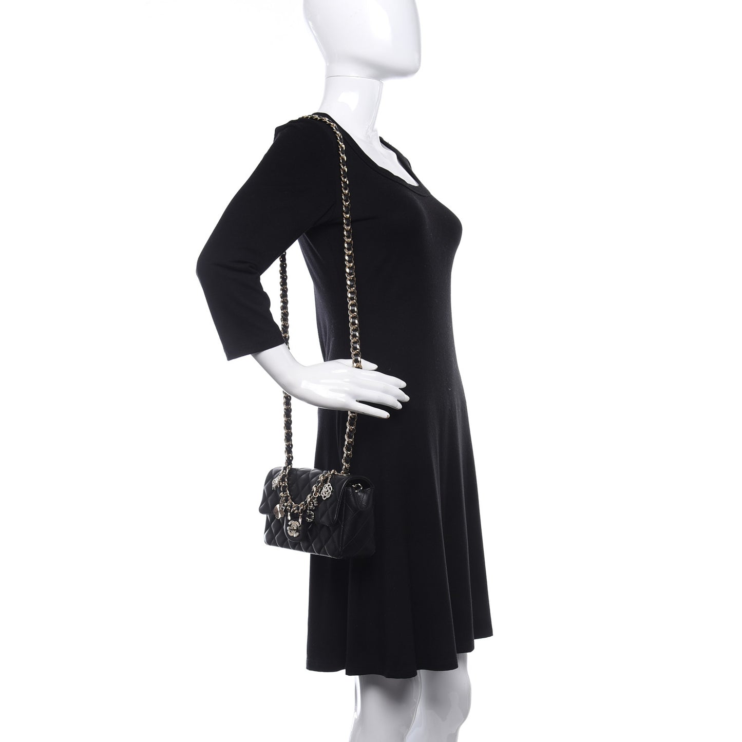 Lambskin Quilted Mini Coco Charms Rectangular Flap Black