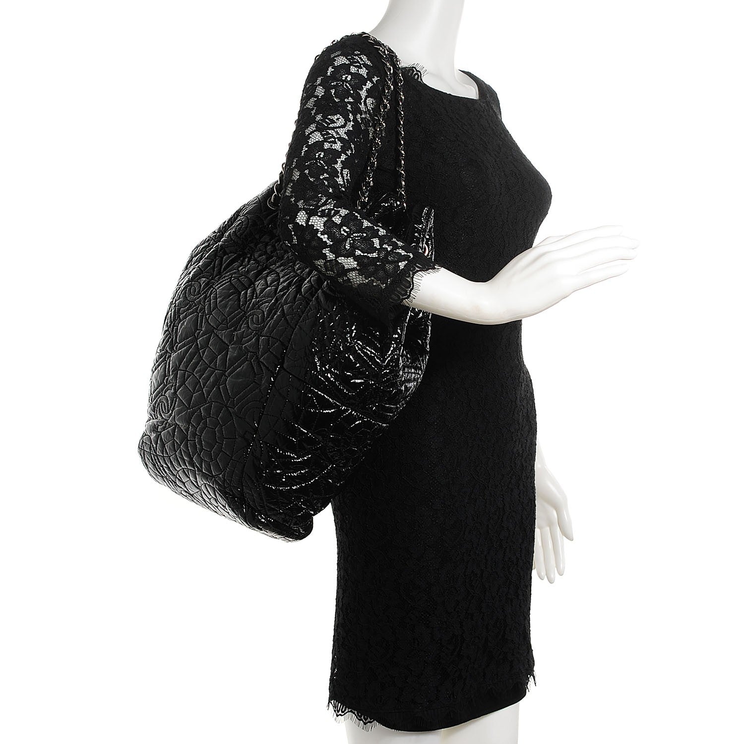 Chanel Vinyl Graphic Edge Tote Black 2 of 7