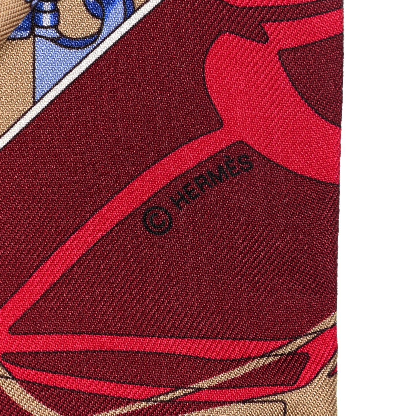 Silk Caleche Mors Et Bouteilles Twilly Framboise Beige Bourdeaux