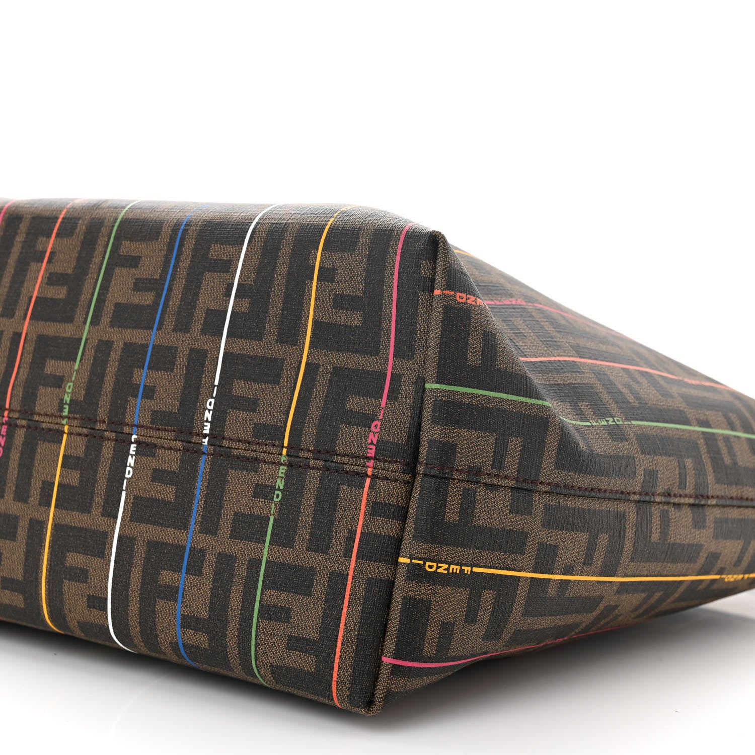 Fendi Zucca Spalmati Striped Large Roll Tote Tobacco Multicolor 10 of 14