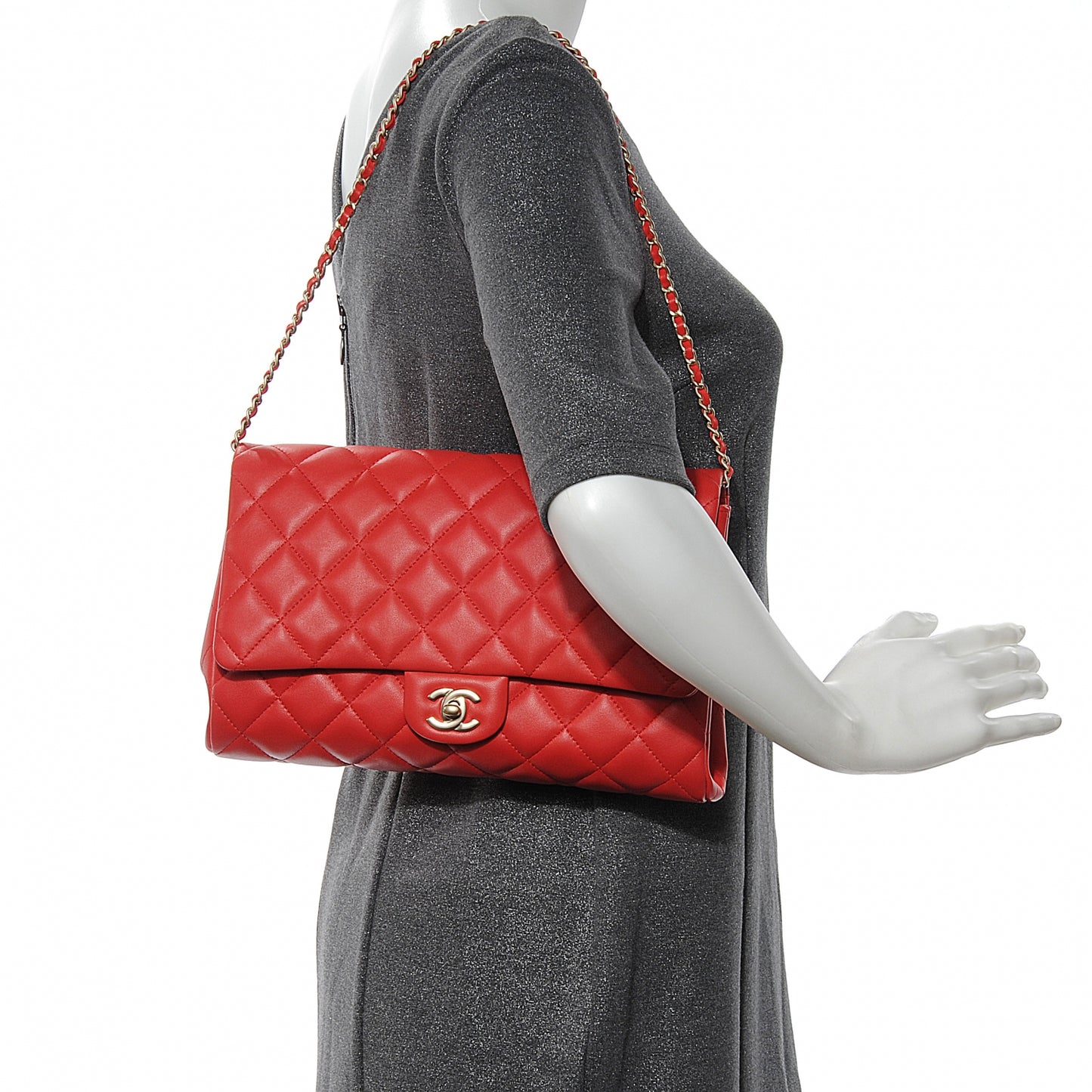 Lambskin Quilted Clutch Flap Red