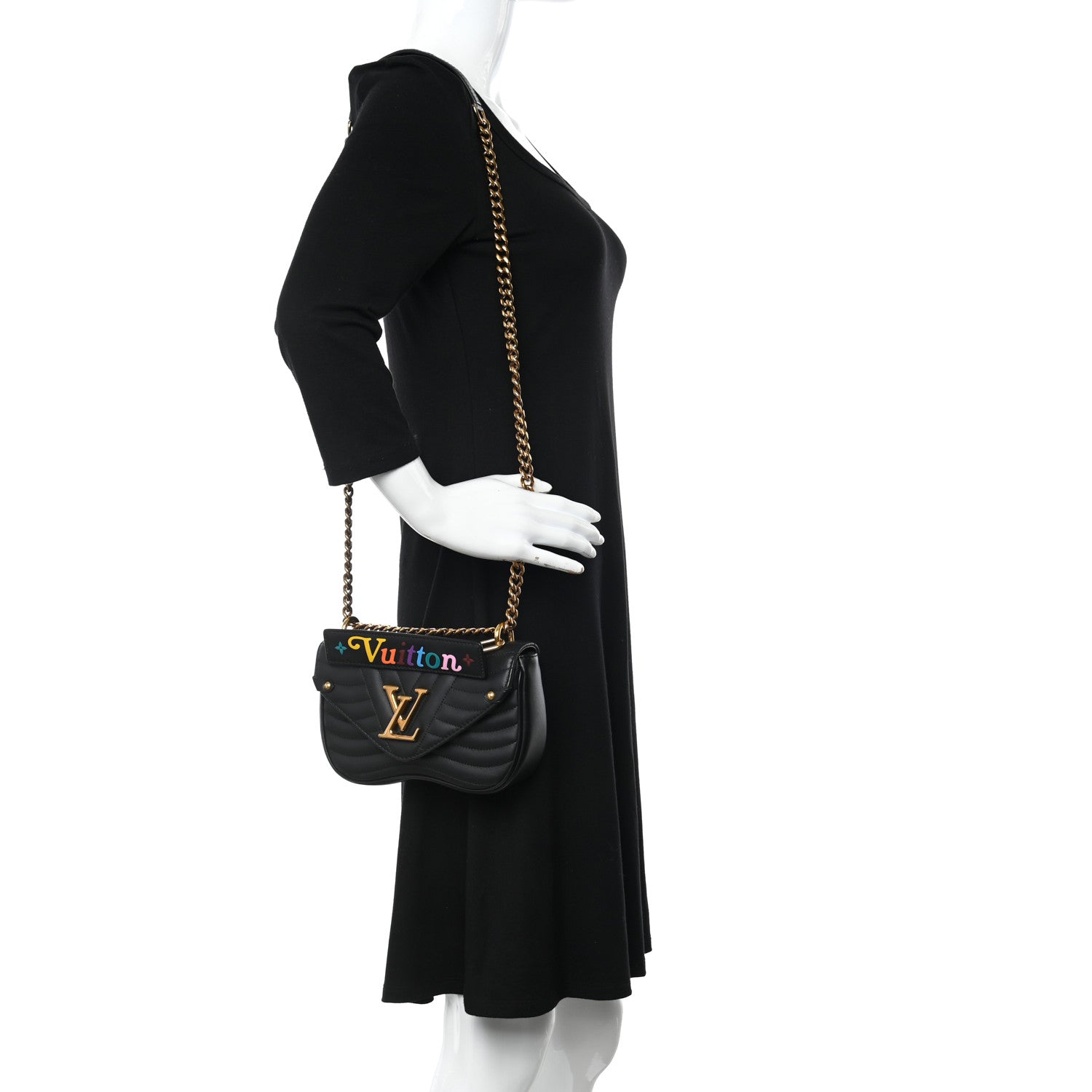 Louis Vuitton Calfskin New Wave Chain MM Black 2 of 11
