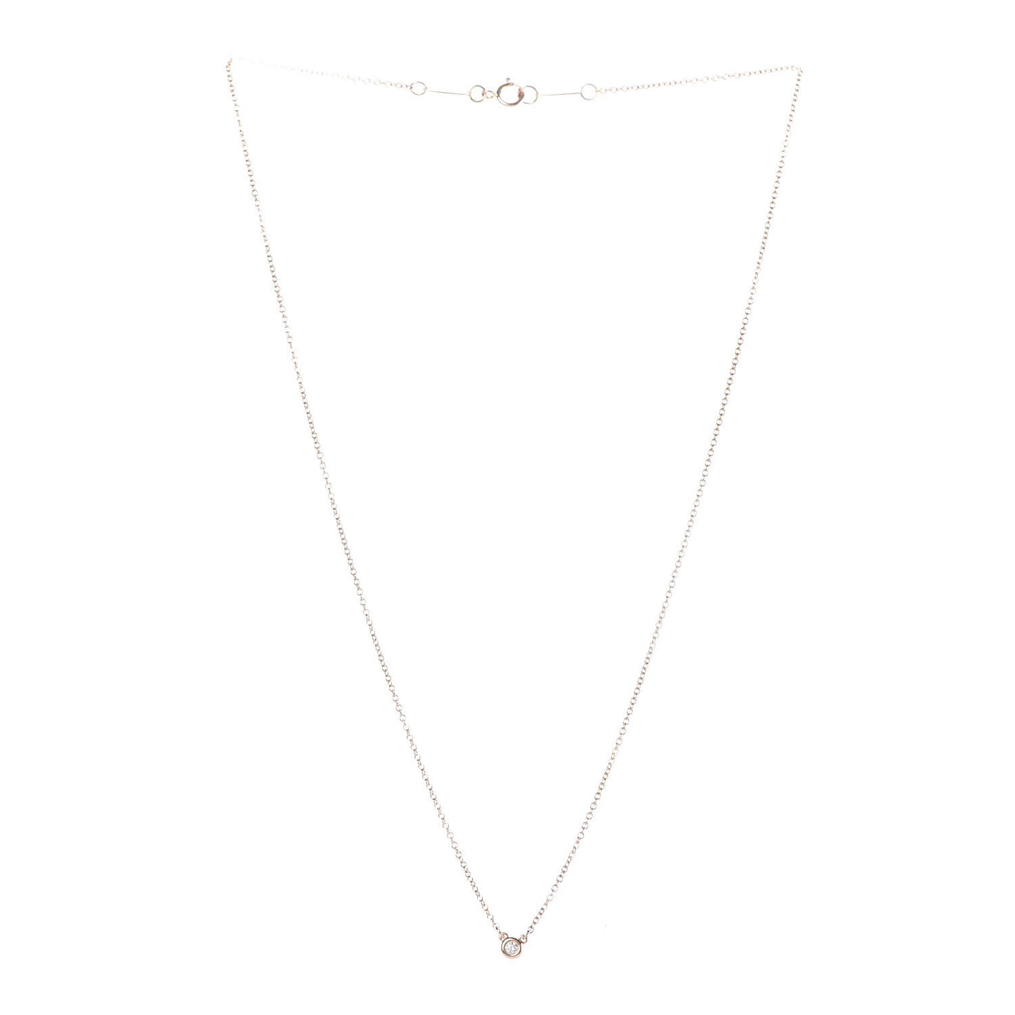 18K Rose Gold Diamond .03ct Elsa Peretti Diamonds by the Yard Pendant Necklace