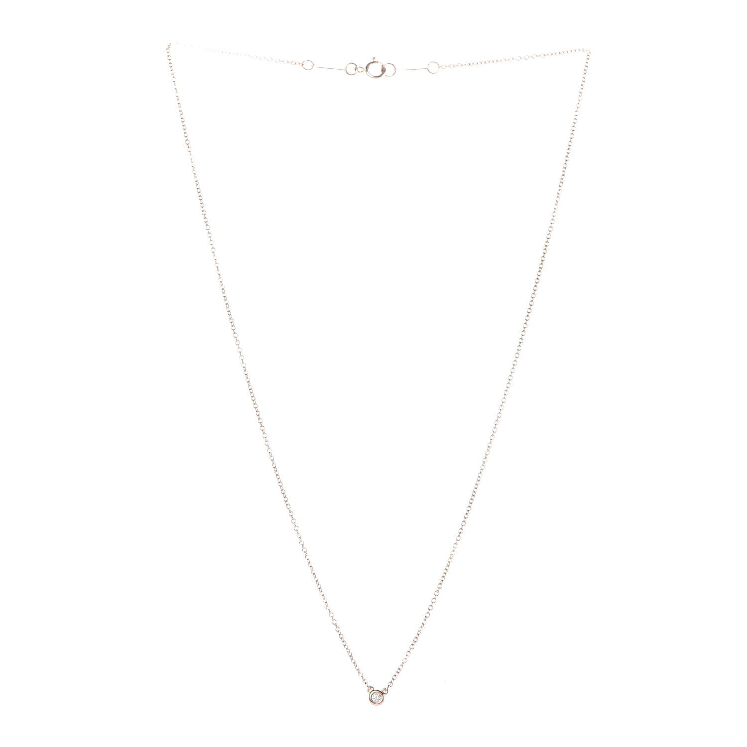 Tiffany 18K Rose Gold Diamond .03ct Elsa Peretti Diamonds by the Yard Pendant Necklace 3 of 8