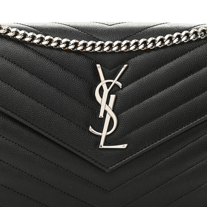 Saint Laurent Grain De Poudre Matelasse Chevron Monogram Chain Wallet Black 8 of 10