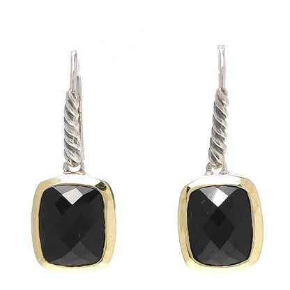 David Yurman Sterling Silver 18K Yellow Gold Black Onyx Drop Earrings 1 of 4