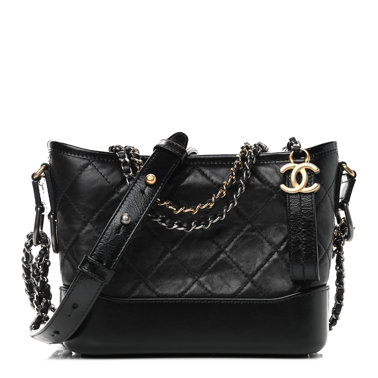 Chanel Aged Calfskin Quilted Small Gabrielle Hobo Black 1 of 5