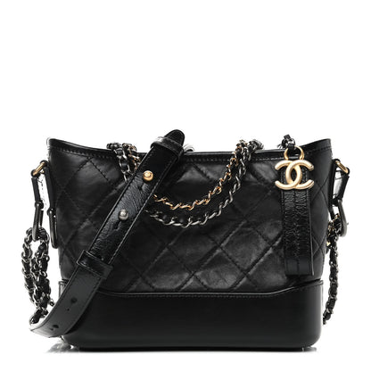 Chanel Aged Calfskin Quilted Small Gabrielle Hobo Black 1 of 5