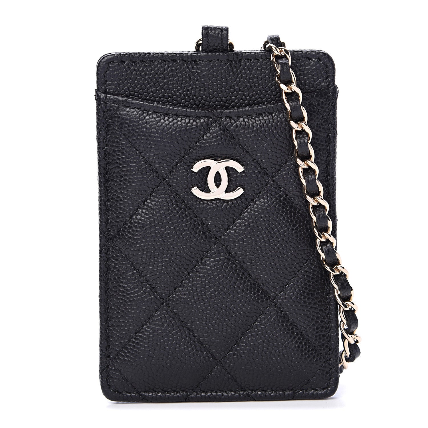 Chanel Caviar Quilted Card Holder On Chain Black 1 of 7