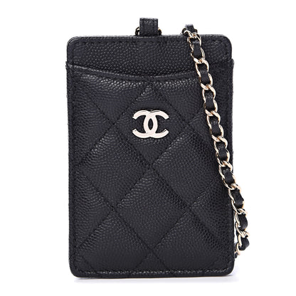 Chanel Caviar Quilted Card Holder On Chain Black 1 of 7