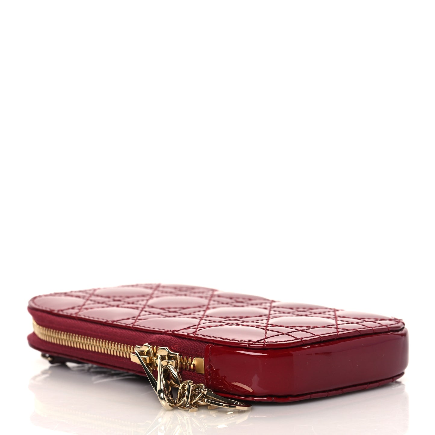 Patent Cannage Lady Dior Phone Holder Red