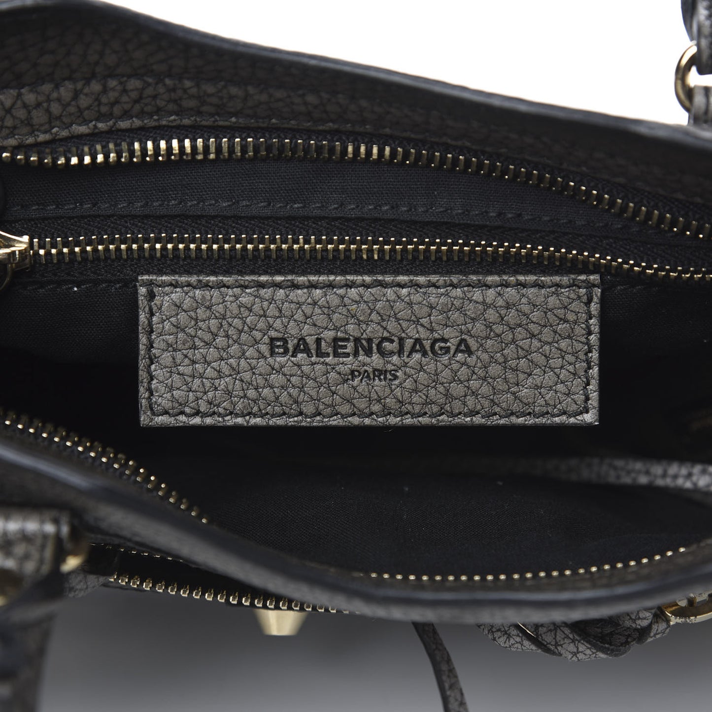 Grained Calfskin Classic Gold Hardware Mini City Ombre Grey Gradient