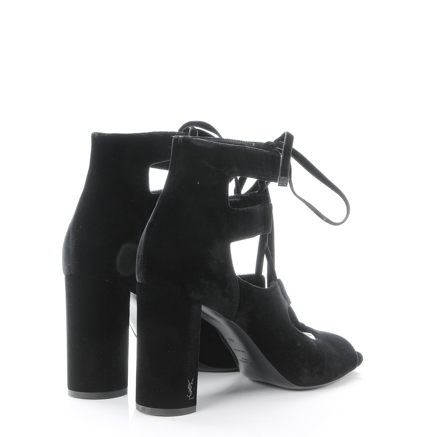 Veluto Master Loulou 95 Lace Up Sandals 40 Black Lucido