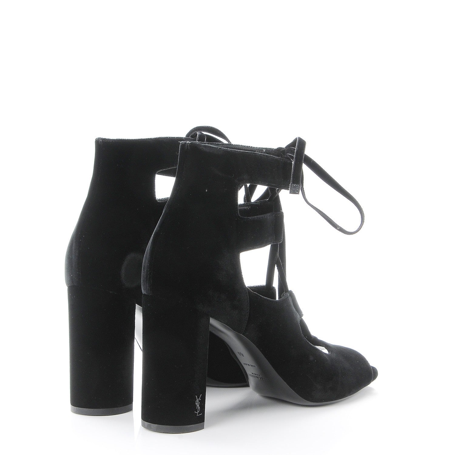Saint Laurent Veluto Master Loulou 95 Lace Up Sandals 40 Black Lucido 4 of 12