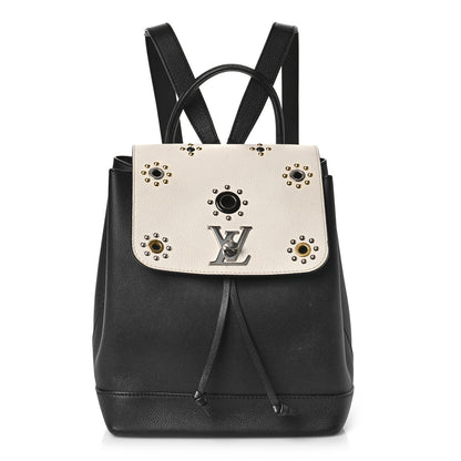 Louis Vuitton Calfskin Mechanical Flowers Lockme Backpack Black White 1 of 8