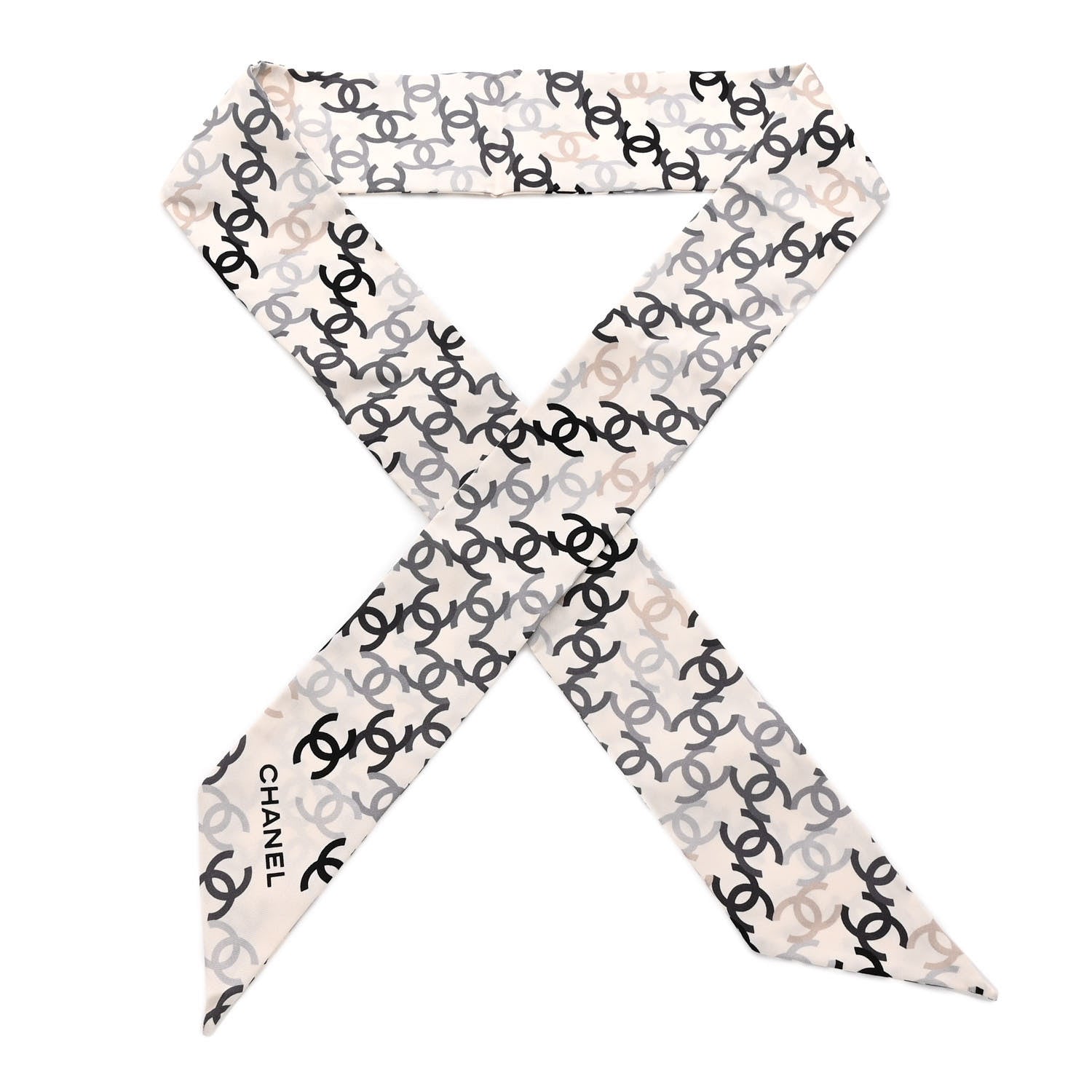 Chanel Silk CC Slim Bandeau Scarf Ecru Multicolor 1 of 3