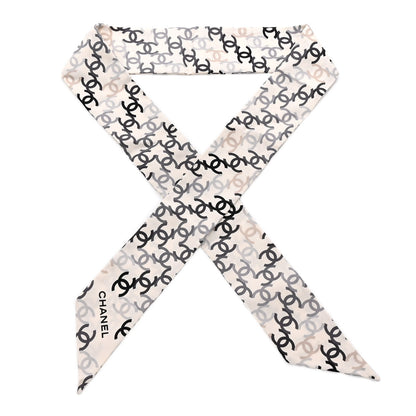 Chanel Silk CC Slim Bandeau Scarf Ecru Multicolor 1 of 3