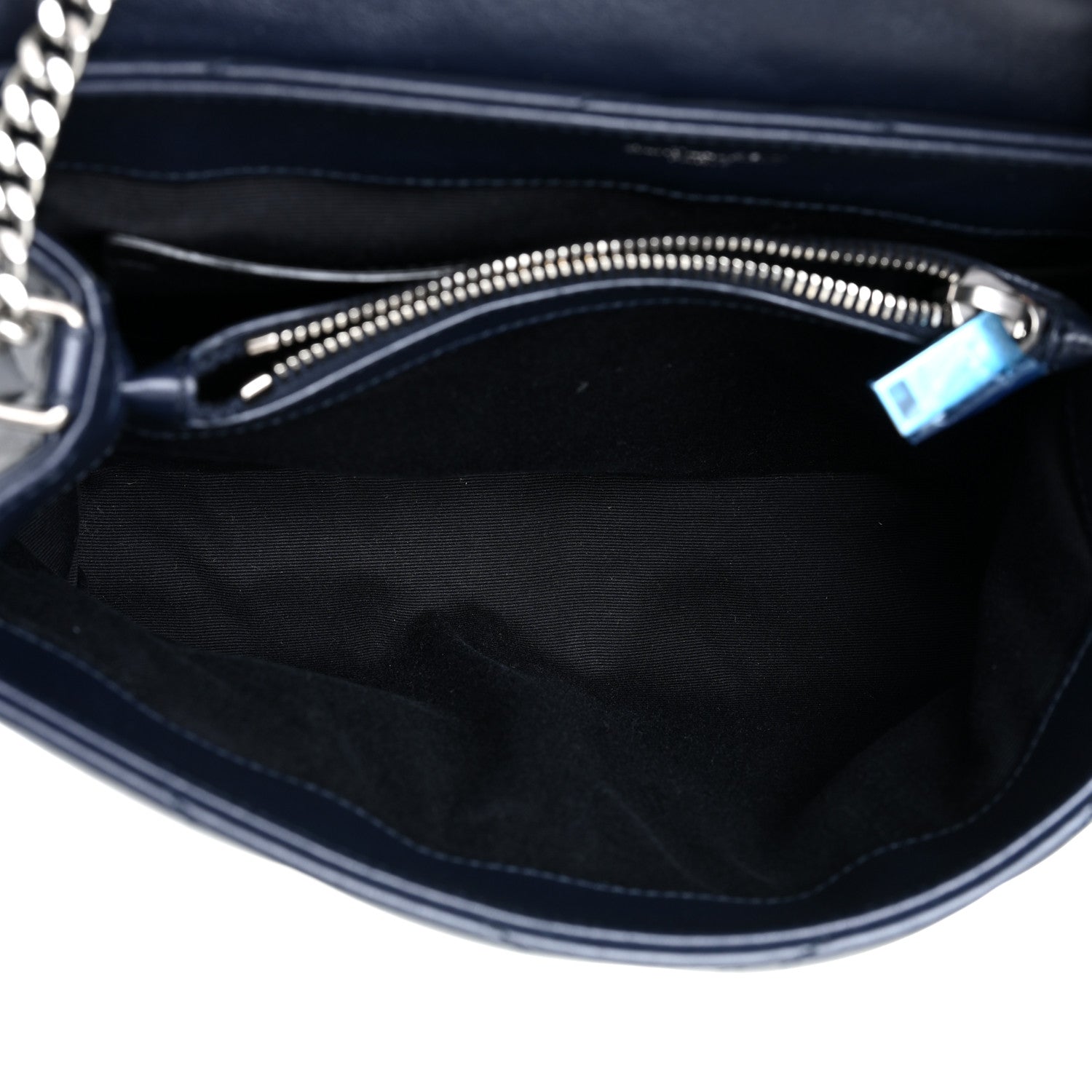 Saint Laurent Calfskin Y Quilted Monogram Small Loulou Chain Satchel Deep Marine 5 of 16