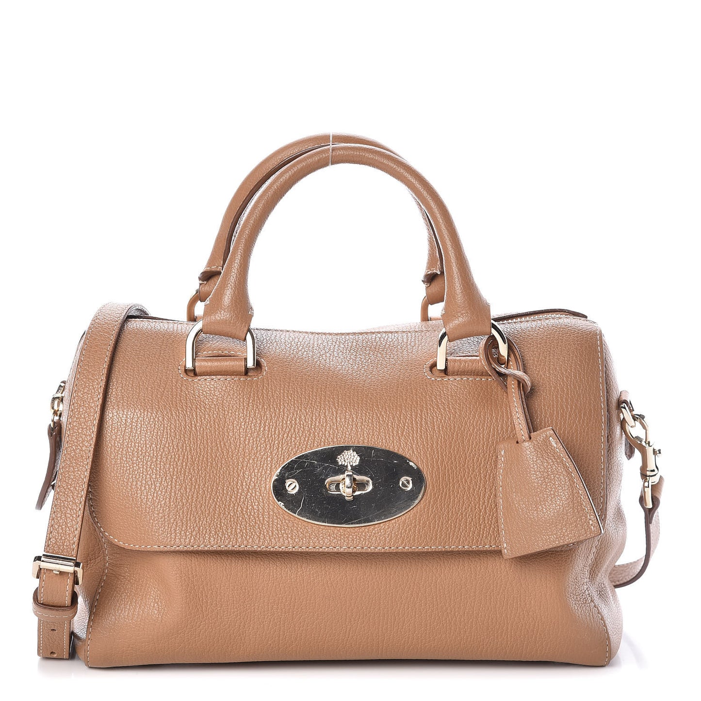 Glossy Goatskin Small Del Rey Satchel Fudge