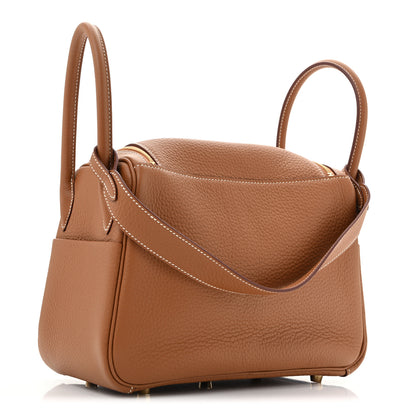Hermes Taurillon Clemence Lindy 26 Gold 3 of 11