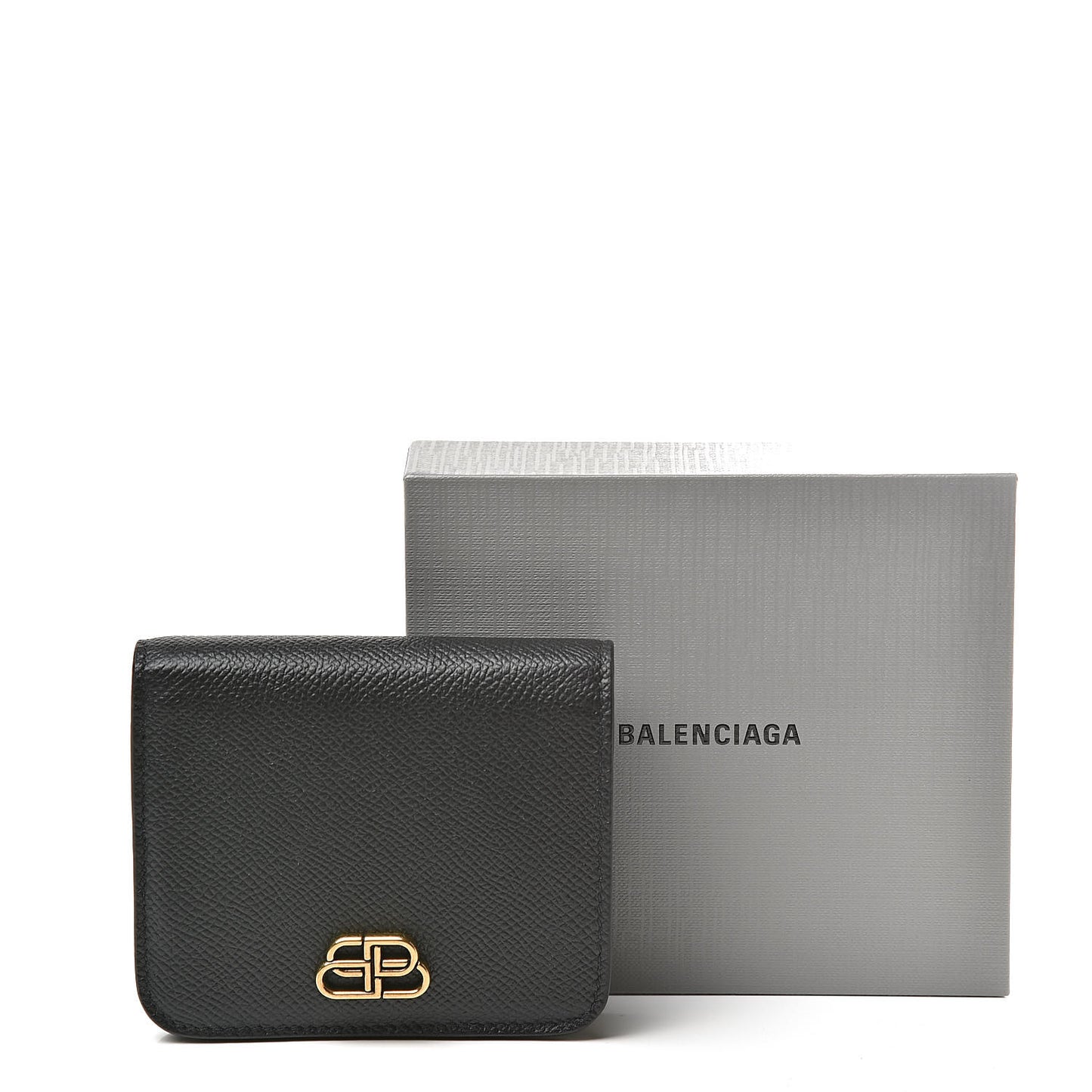 Signature Grained Calfskin BB Flap Coin Wallet Black