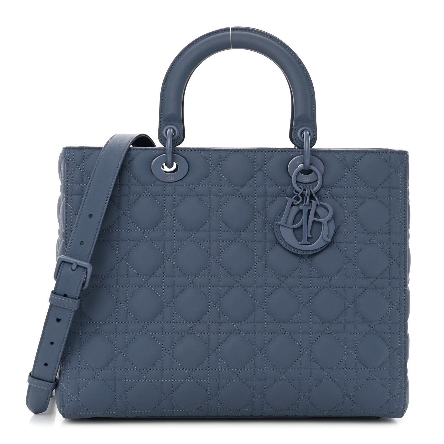 Christian Dior Ultra Matte Calfskin Cannage Large Lady Denim Blue 1 of 10