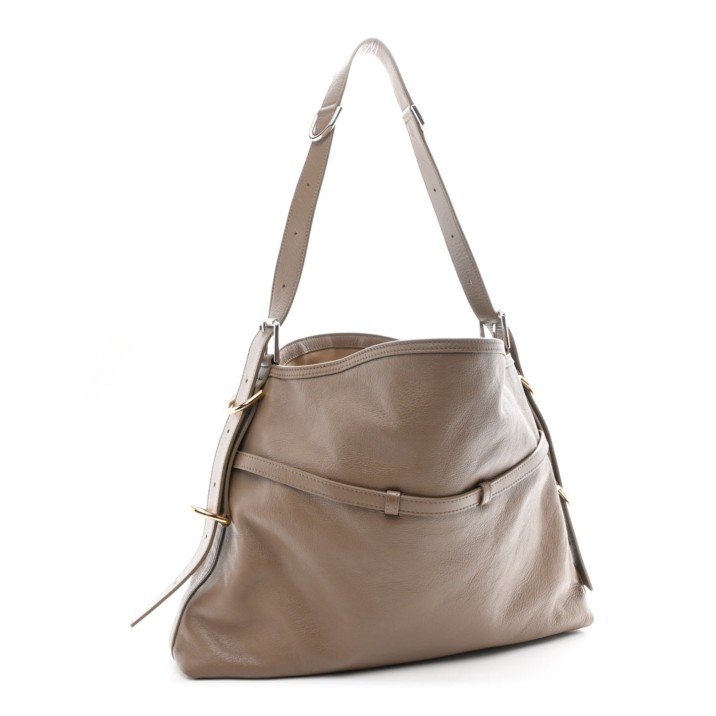 Tumbled Calfskin Medium Voyou Bag Taupe