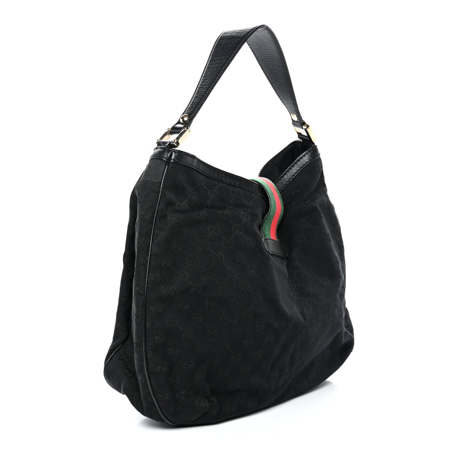Gucci Monogram Large New Ladies Web Hobo Black 3 of 13